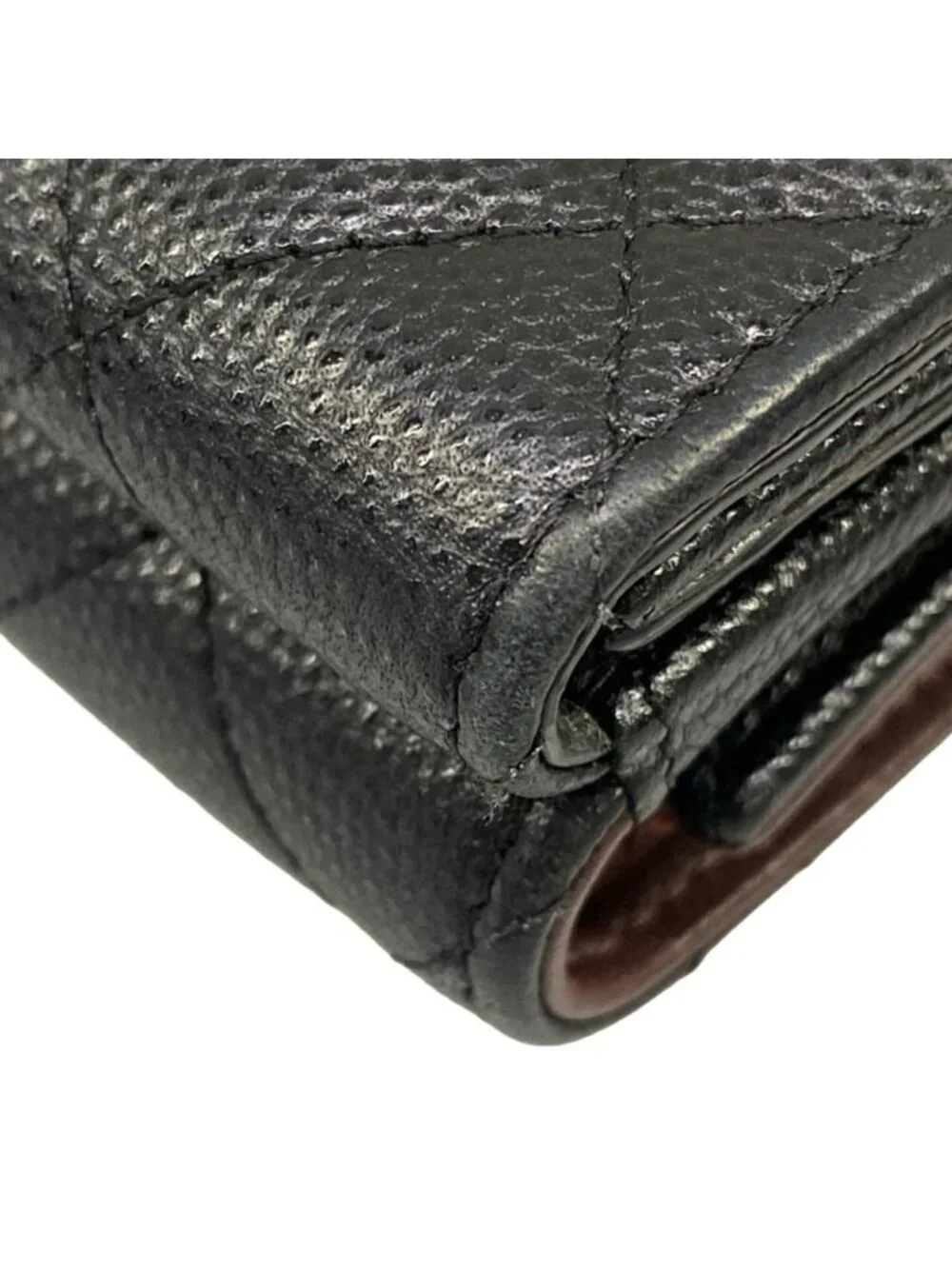 Chanel Trifold Wallet Classic Small Flap Quilted Black Silver